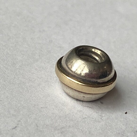 PANDORA Saturn 925 ALE Sterling Silver Charm With 14k Gold Ring 790178 - Retired - Picture 2 of 6